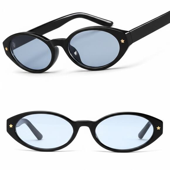 KISS Other - Black & Blue Oval Sunglasses For Mens Womens 80S Funky Glam Hipster Rock Trendy